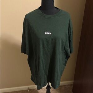 Dark Green Obey Short Sleeve Cotton Tee